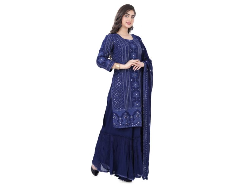 Royal Blue Chikankari Plazzo - Premium Festive Wear from Dulhan Exclusives - Just $279! Shop now at Dulhan Exclusives