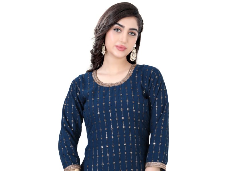 Peacock Blue Georgette Gharara Suit - Premium Festive Wear from Dulhan Exclusives - Just $199! Shop now at Dulhan Exclusives