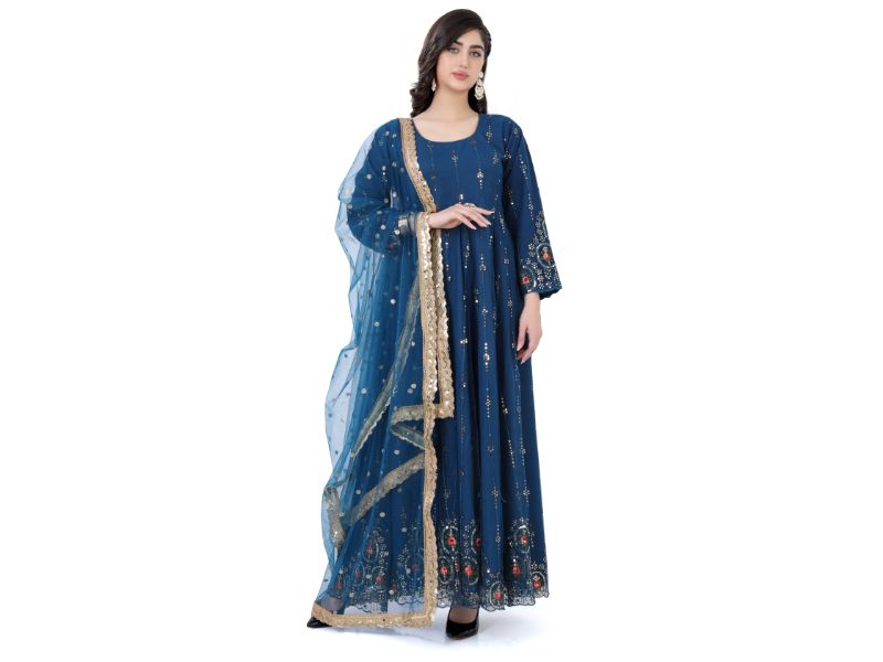 Peacock Blue Anarkali Dress