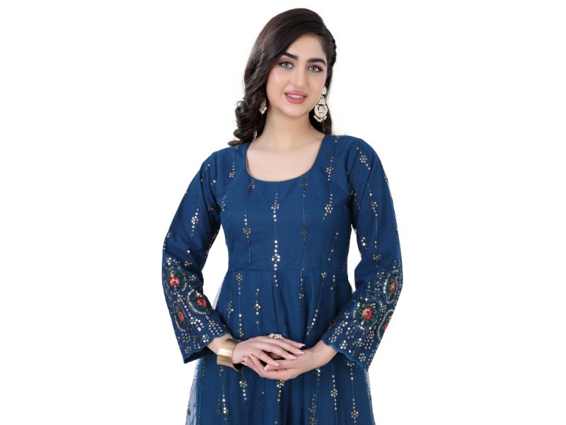 Peacock Blue Anarkali Dress