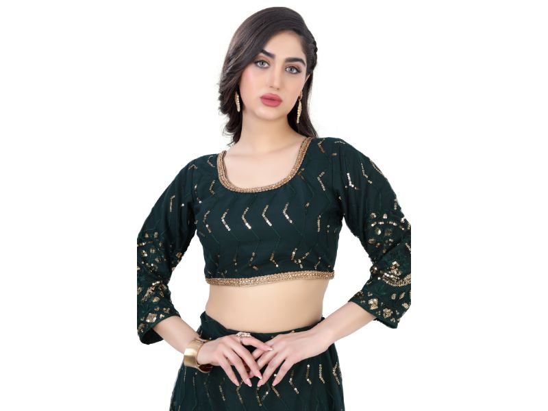 Net Lehenga Choli-Green