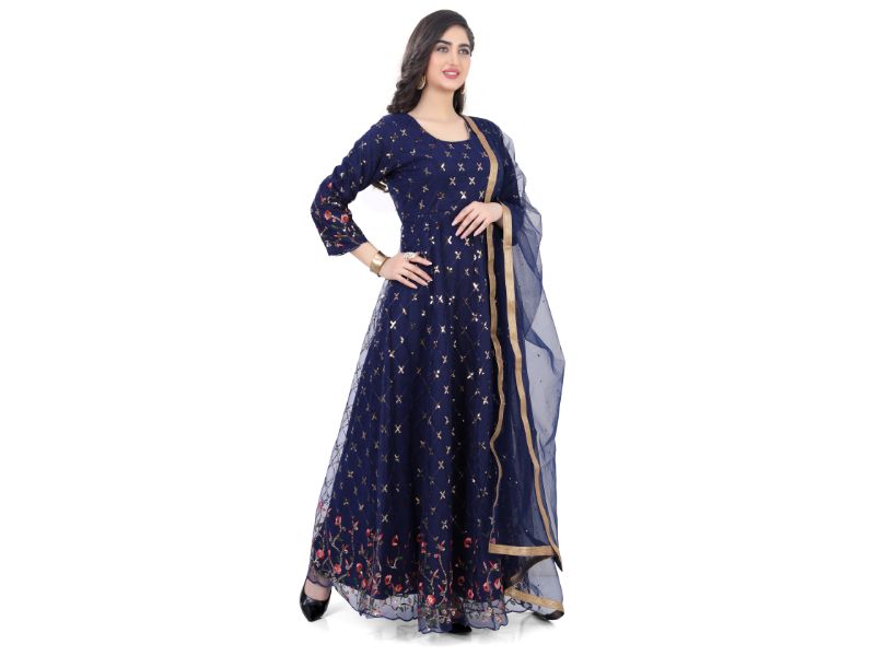 Royal Blue Anarkali Dress - Premium Festive Wear from Dulhan Exclusives - Just $199! Shop now at Dulhan Exclusives