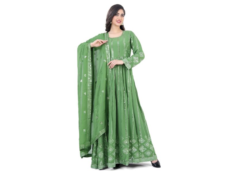 Light Green Anarkali Dress - Premium Festive Wear from Dulhan Exclusives - Just $1! Shop now at Dulhan Exclusives