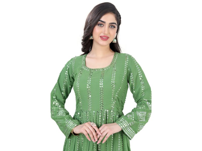 Light Green Anarkali Dress - Premium Festive Wear from Dulhan Exclusives - Just $1! Shop now at Dulhan Exclusives
