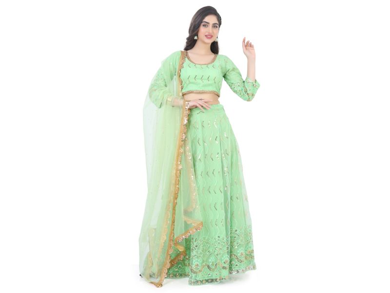 Net  Lehenga Choli-Light Green