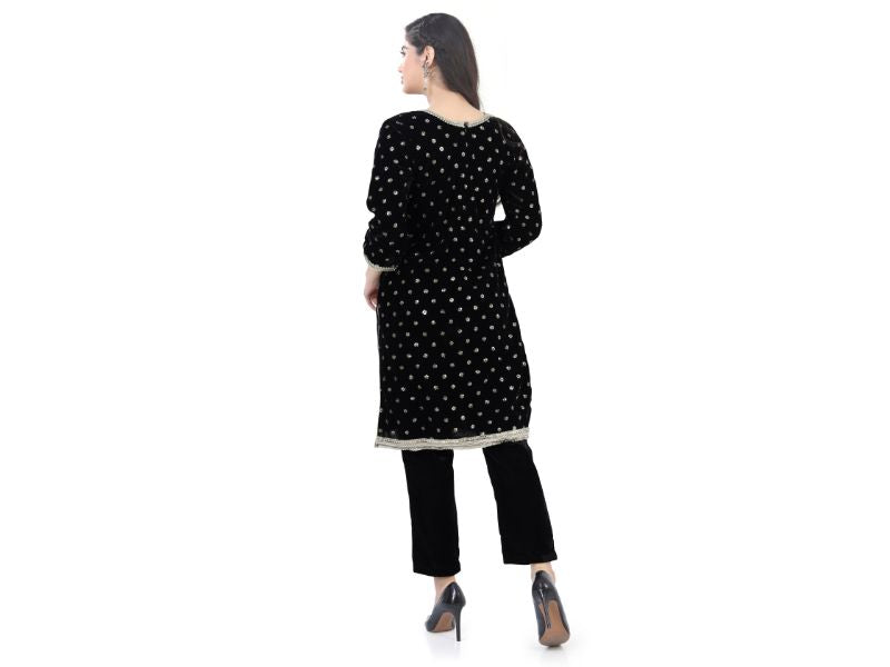 Black Velvet dress - Premium Festive Wear from Dulhan Exclusives - Just $225! Shop now at Dulhan Exclusives