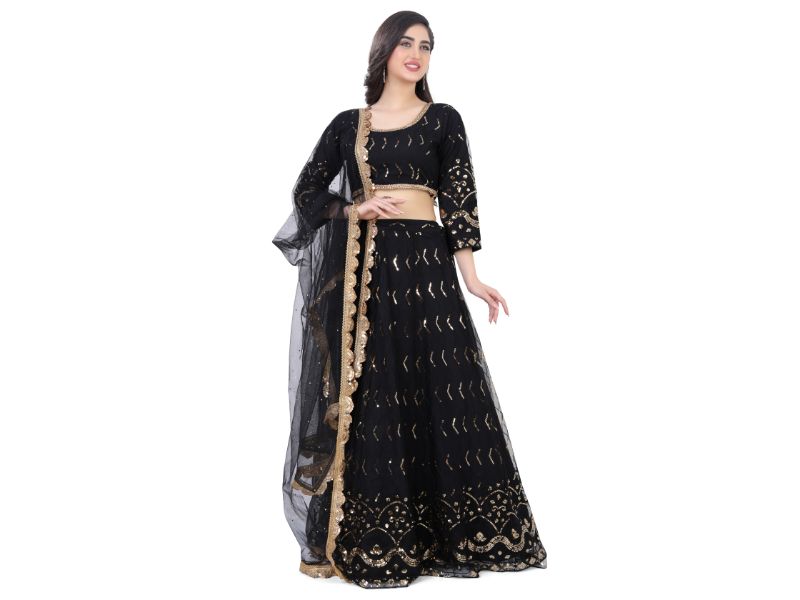 Net Lehenga Choli-Black