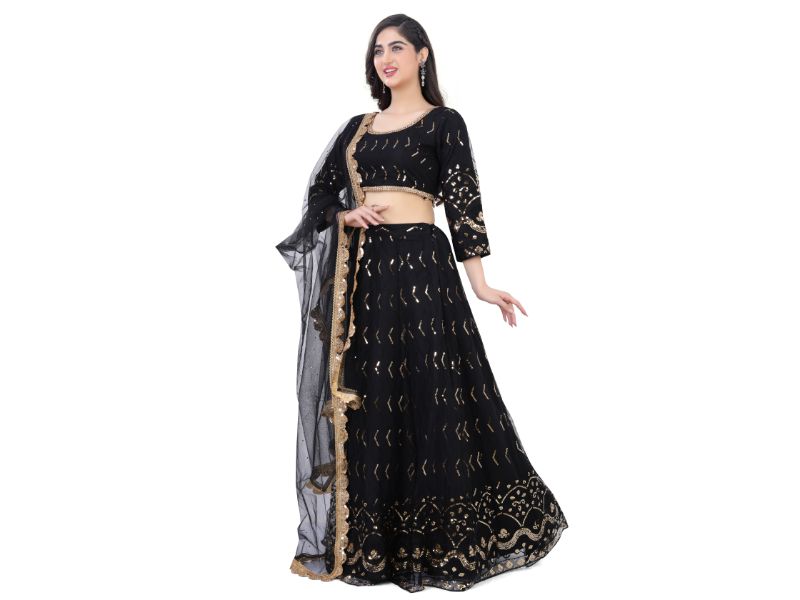 Net Lehenga Choli-Black