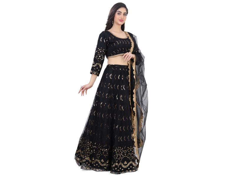 Net Lehenga Choli-Black