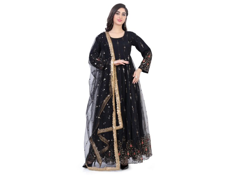 Black Net Anarkali Gown-1