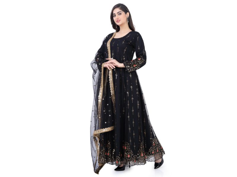 Black Net Anarkali Gown-1