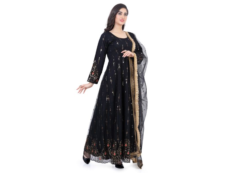 Black Net Anarkali Gown-1