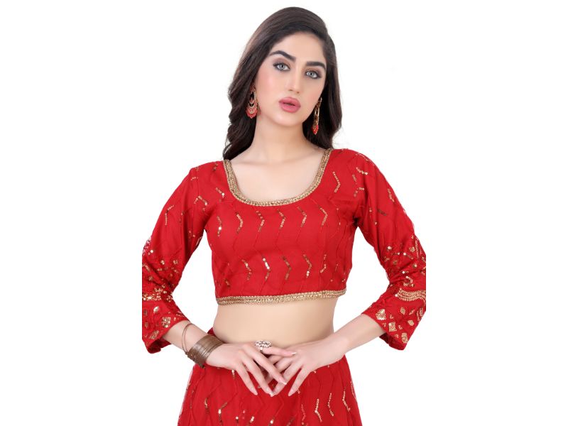 Net Lehenga Choli-Red