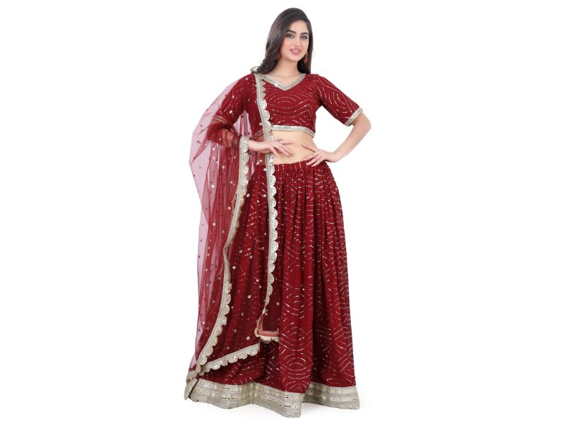 Maroon Embroidered Lehenga Choli