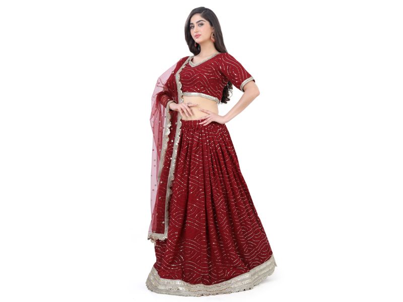 Maroon Embroidered Lehenga Choli