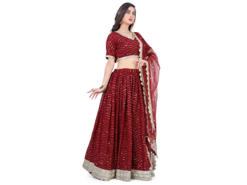 Maroon Embroidered Lehenga Choli