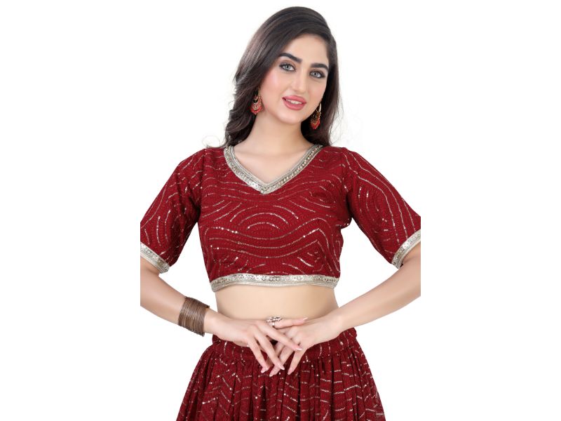 Maroon Embroidered Lehenga Choli