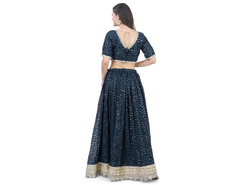 Peacock Blue Embroidered Lehenga Choli