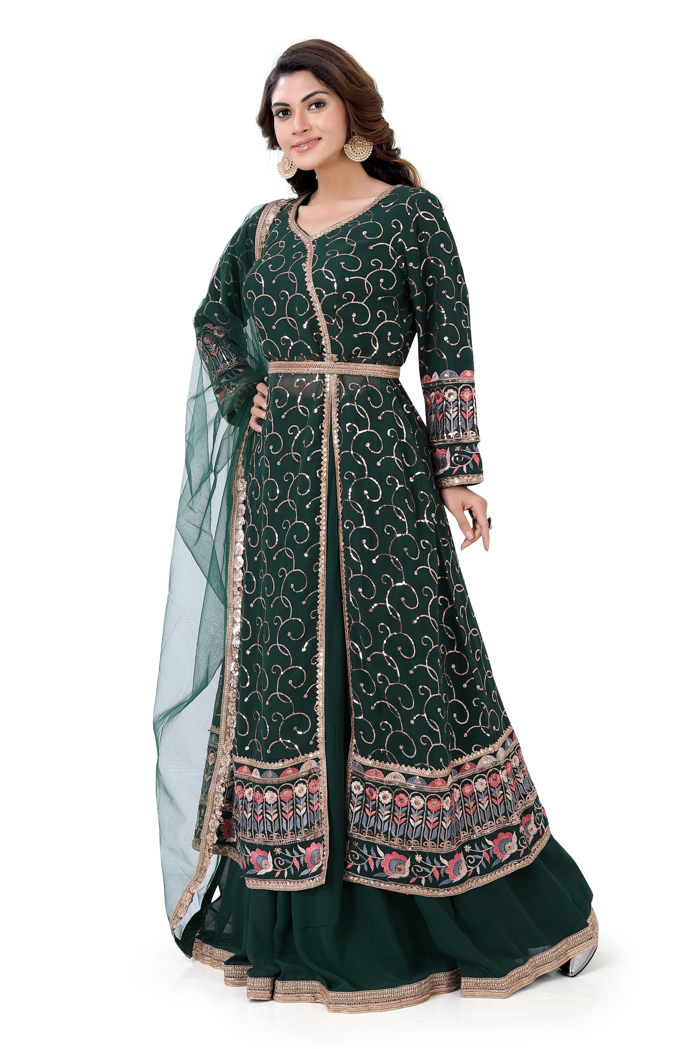 Green Designer Indo Western Dress