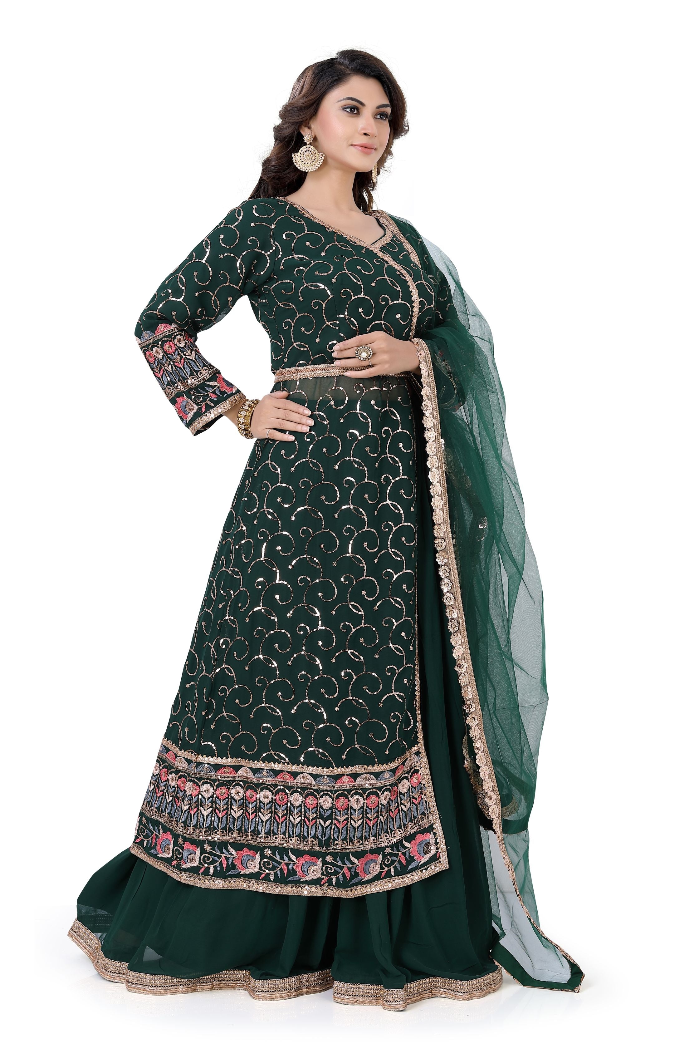 Green Designer Indo Western Dress