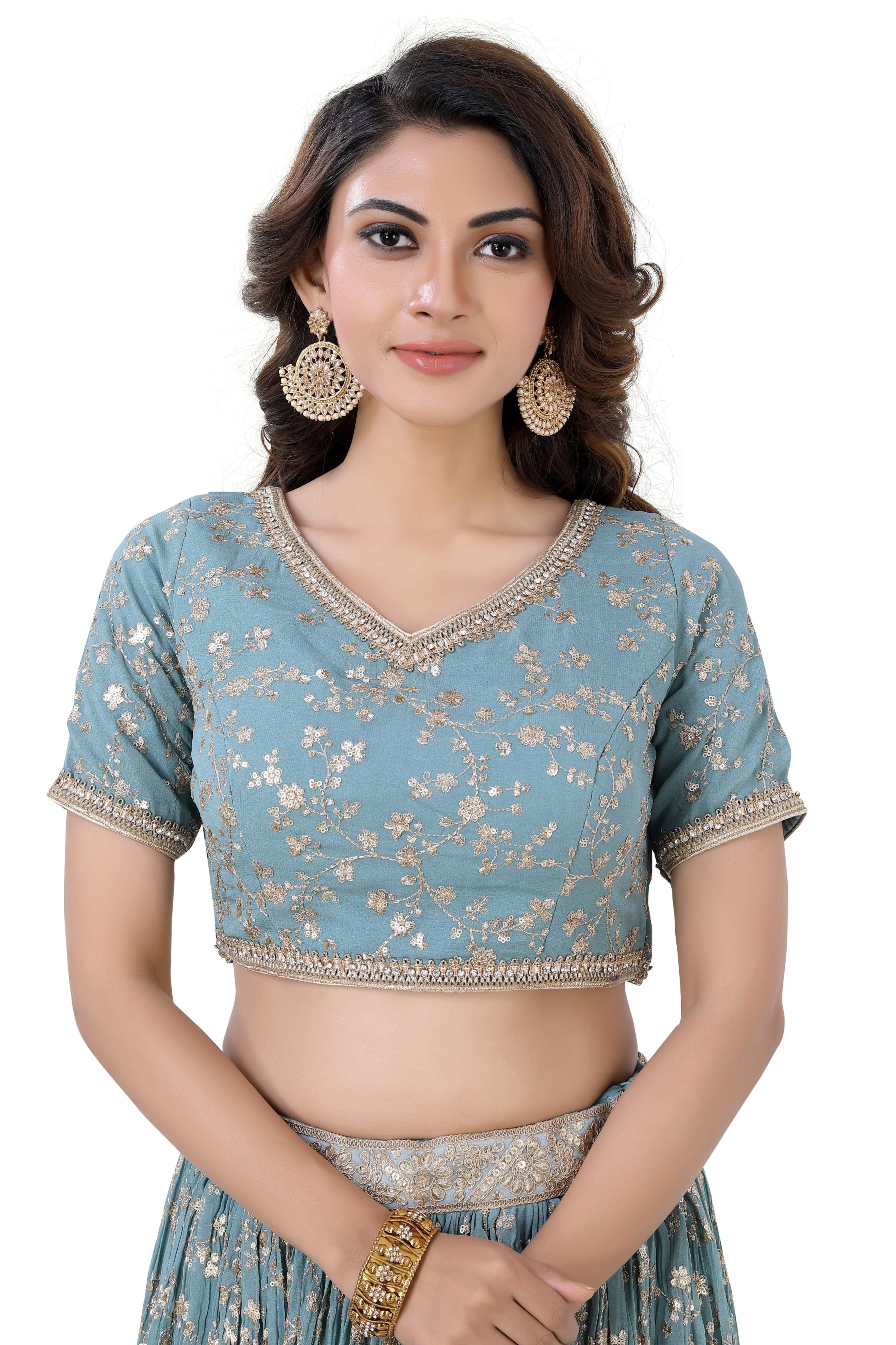 Sea Green-Jaal Embroidery Lehenga Choli