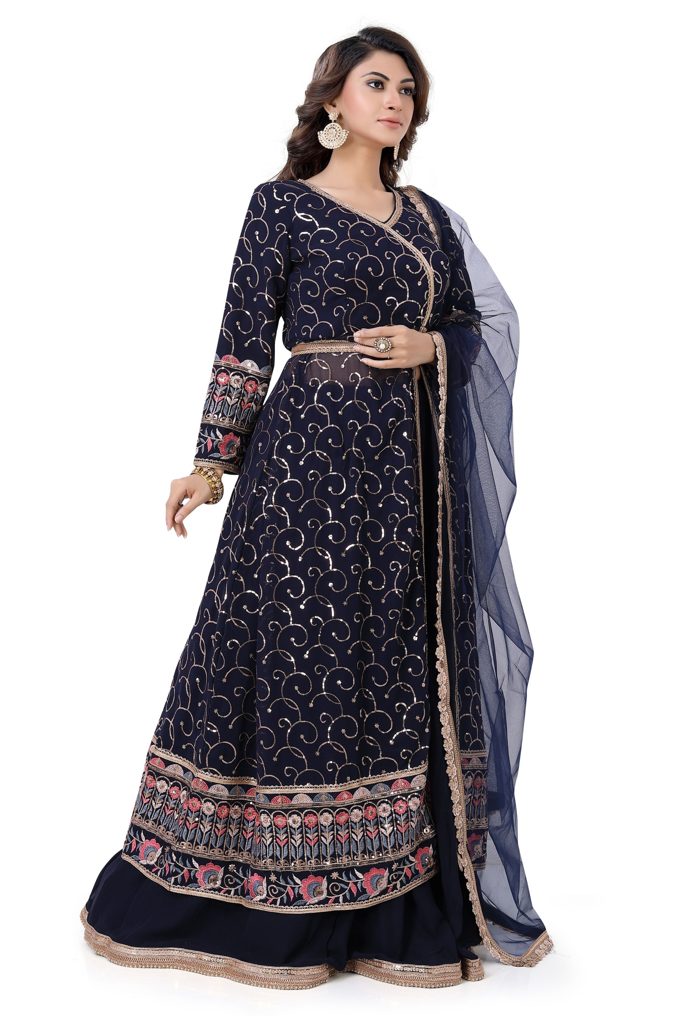 Blue Designer Indo Western Dress