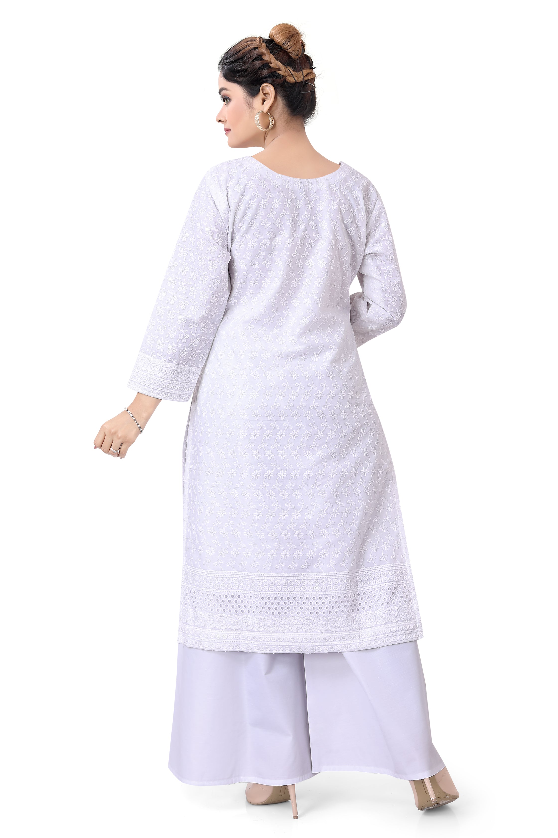 White Chikankari Plazzo Set - Premium plazzo from Dulhan Exclusives - Just $125! Shop now at Dulhan Exclusives