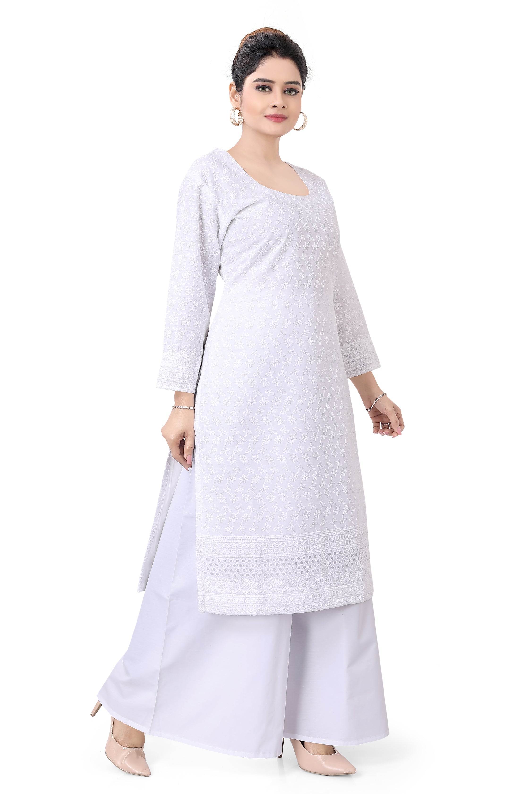 White Chikankari Plazzo Set - Premium plazzo from Dulhan Exclusives - Just $125! Shop now at Dulhan Exclusives
