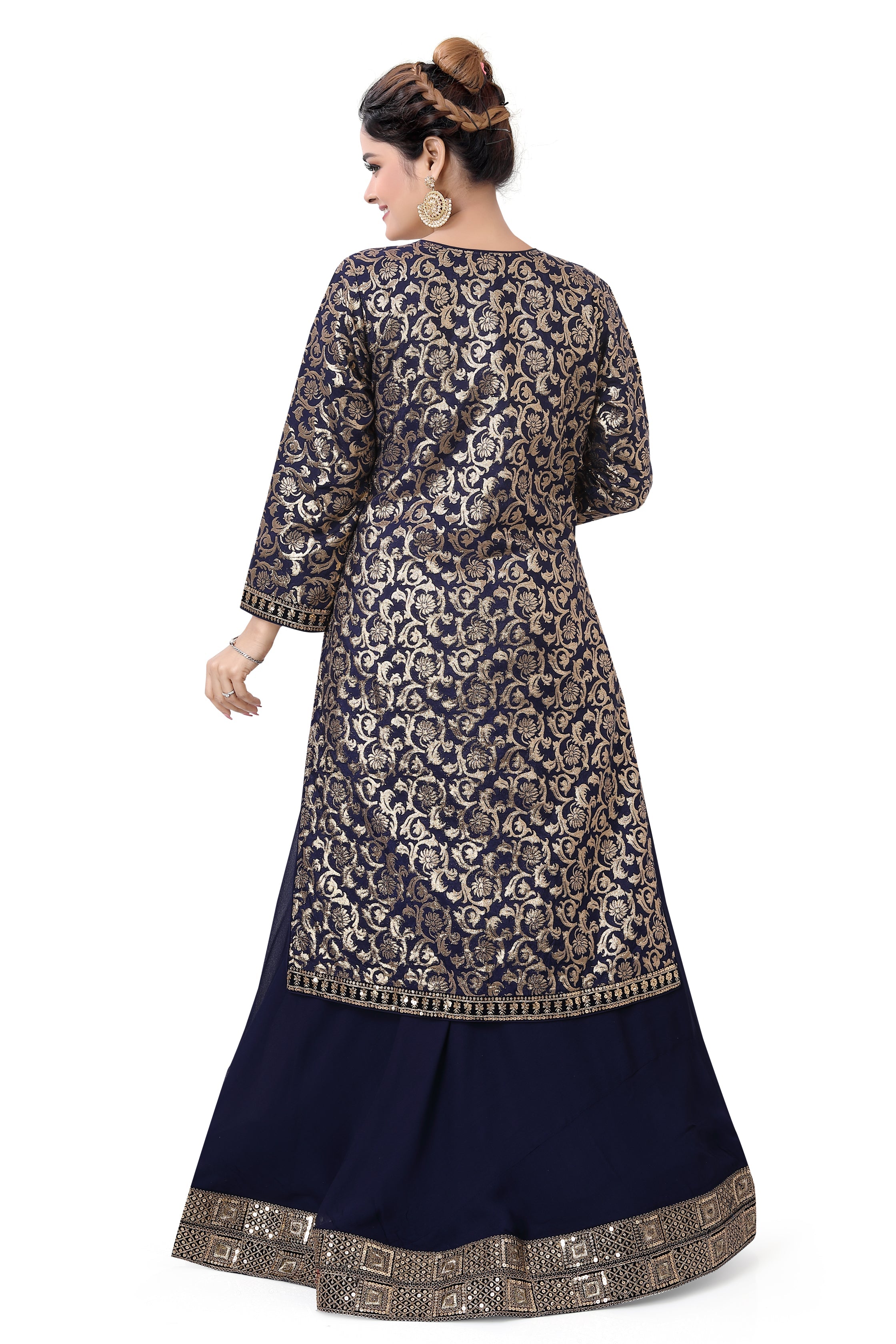 Designer Indo Western Suit Navy Blue - Premium Partywear Lehenga from Dulhan Exclusives - Just $295! Shop now at Dulhan Exclusives