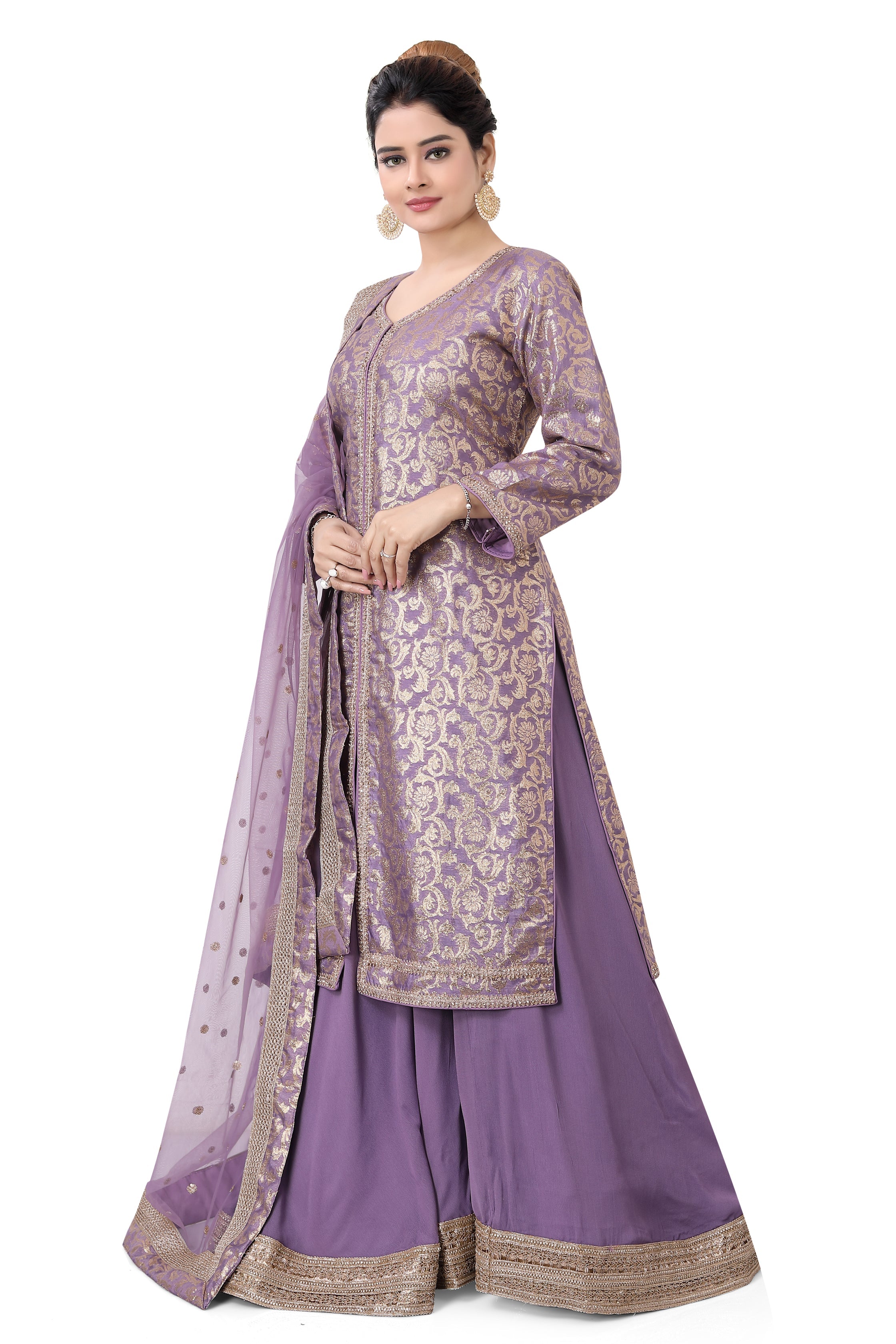 Designer Indo Western Suit Lilac - Premium Partywear Lehenga from Dulhan Exclusives - Just $295! Shop now at Dulhan Exclusives