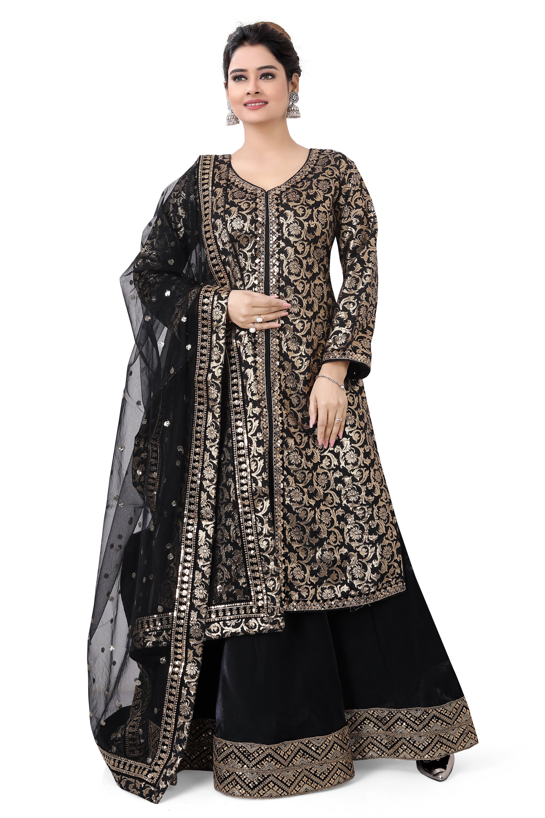 Indo Western Lacha Suit Black - Premium Partywear Lehenga from Dulhan Exclusives - Just $295! Shop now at Dulhan Exclusives