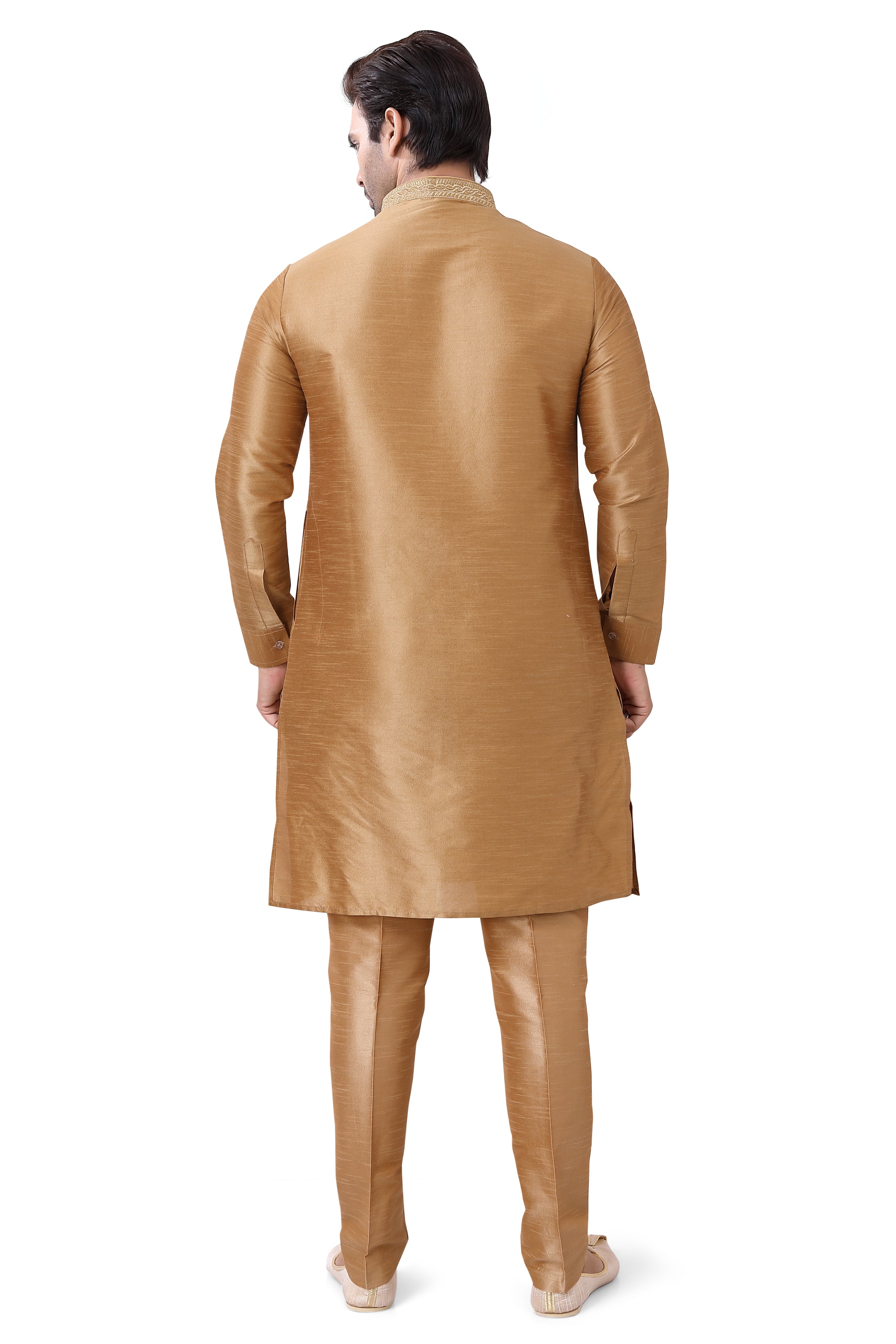 Banarasi Dupion Silk Kurta pajama set in Gold