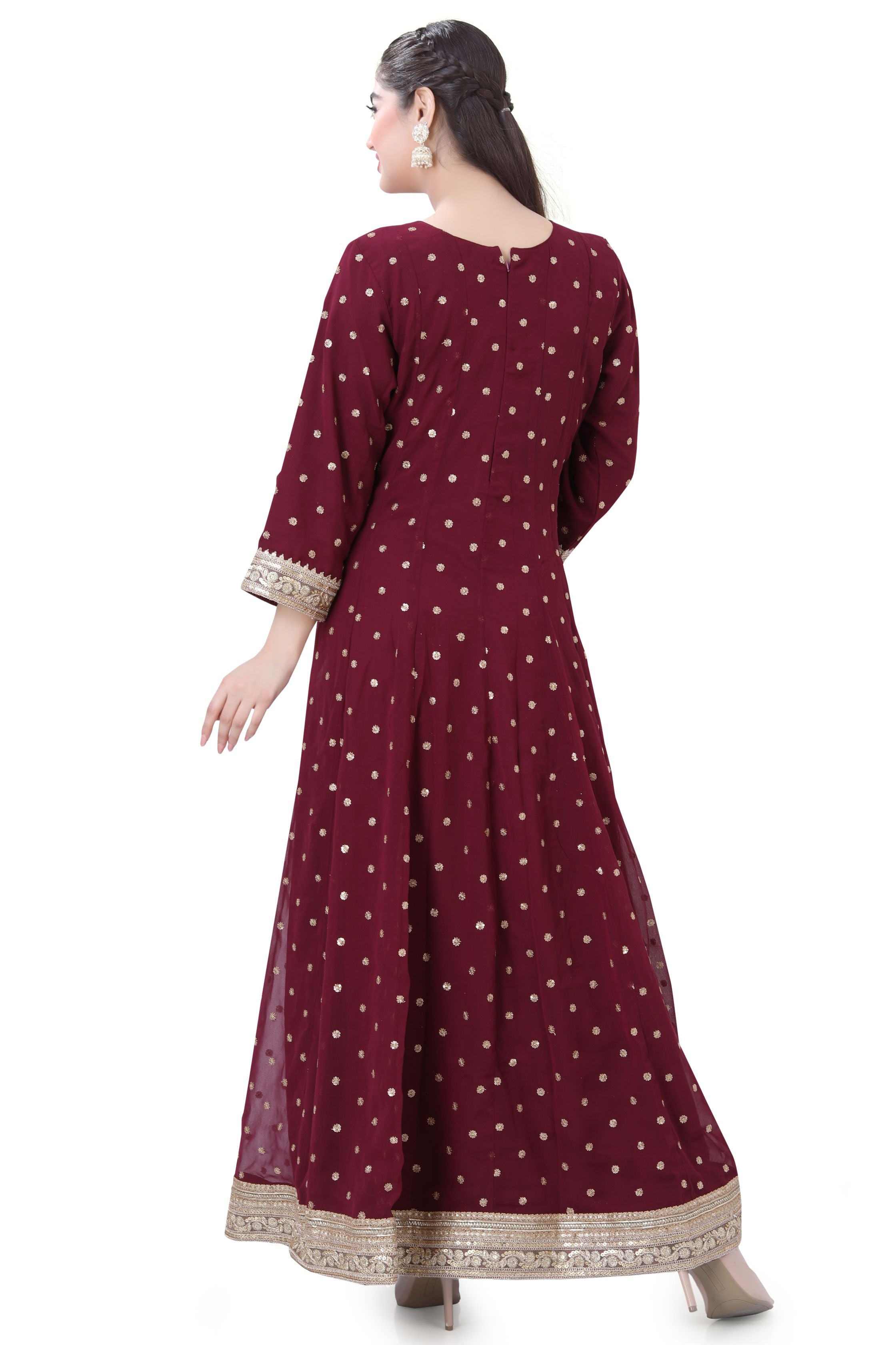 Wine Georgette Anarkali Dress - Premium Festive Wear from Dulhan Exclusives - Just $199! Shop now at Dulhan Exclusives