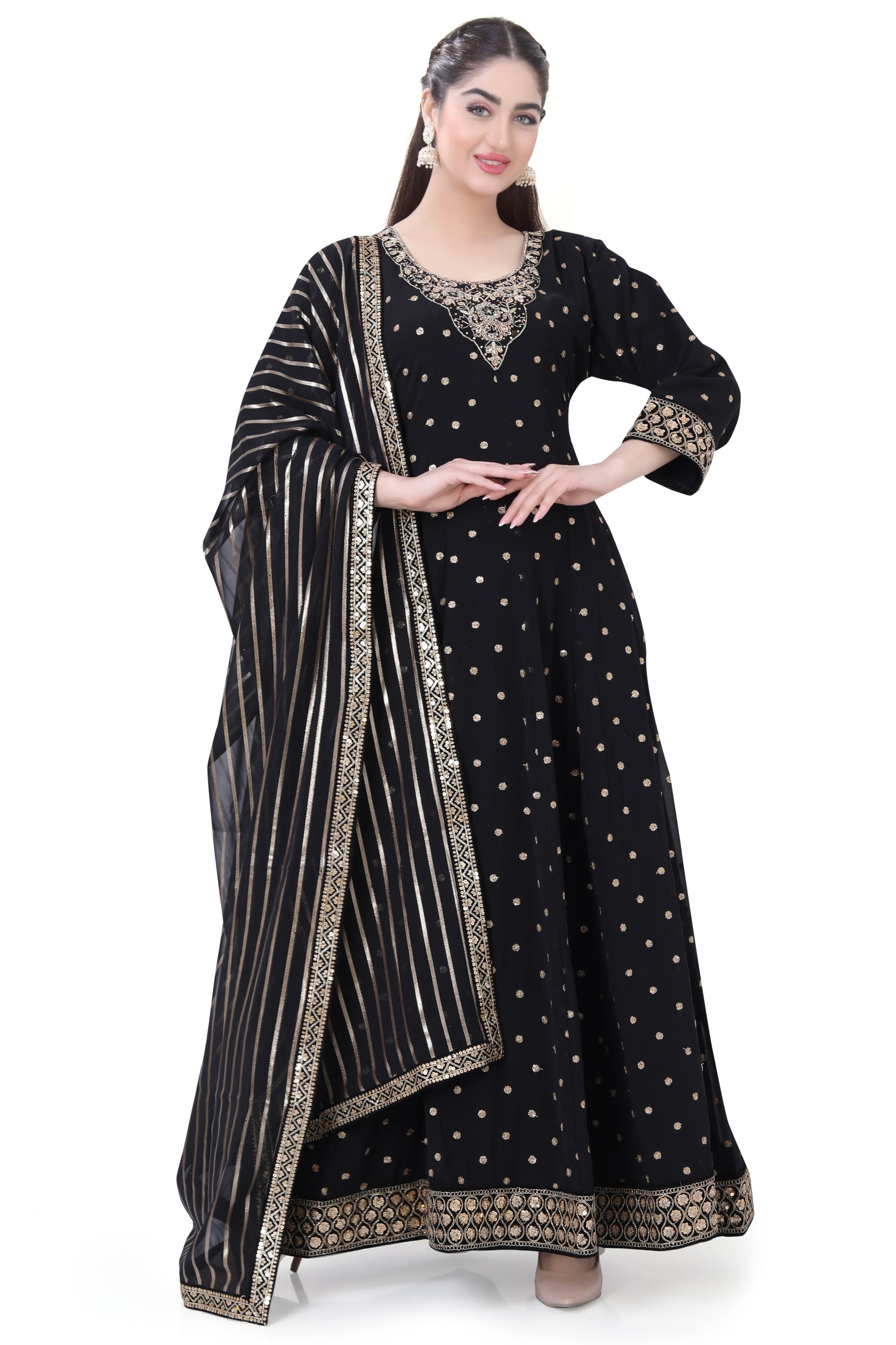 Black Georgette Anarkali Dress - Premium Festive Wear from Dulhan Exclusives - Just $199! Shop now at Dulhan Exclusives