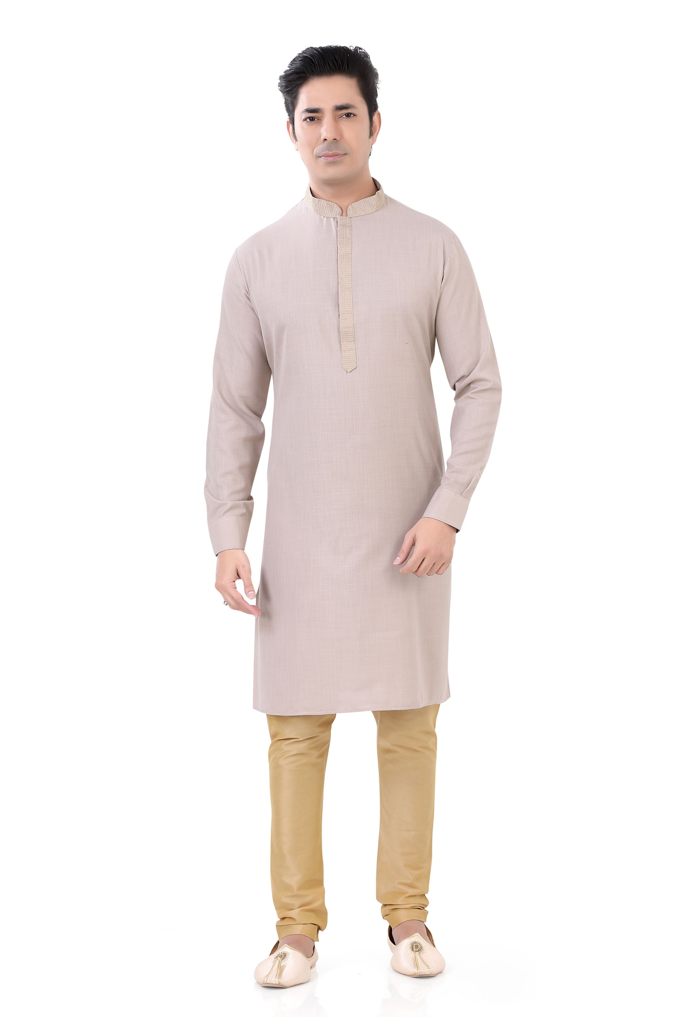 Cotton Anchor embroidery Kurta Pajama in Dark beige Colour - Premium kurta pajama from Dapper Ethnic - Just $59! Shop now at Dulhan Exclusives