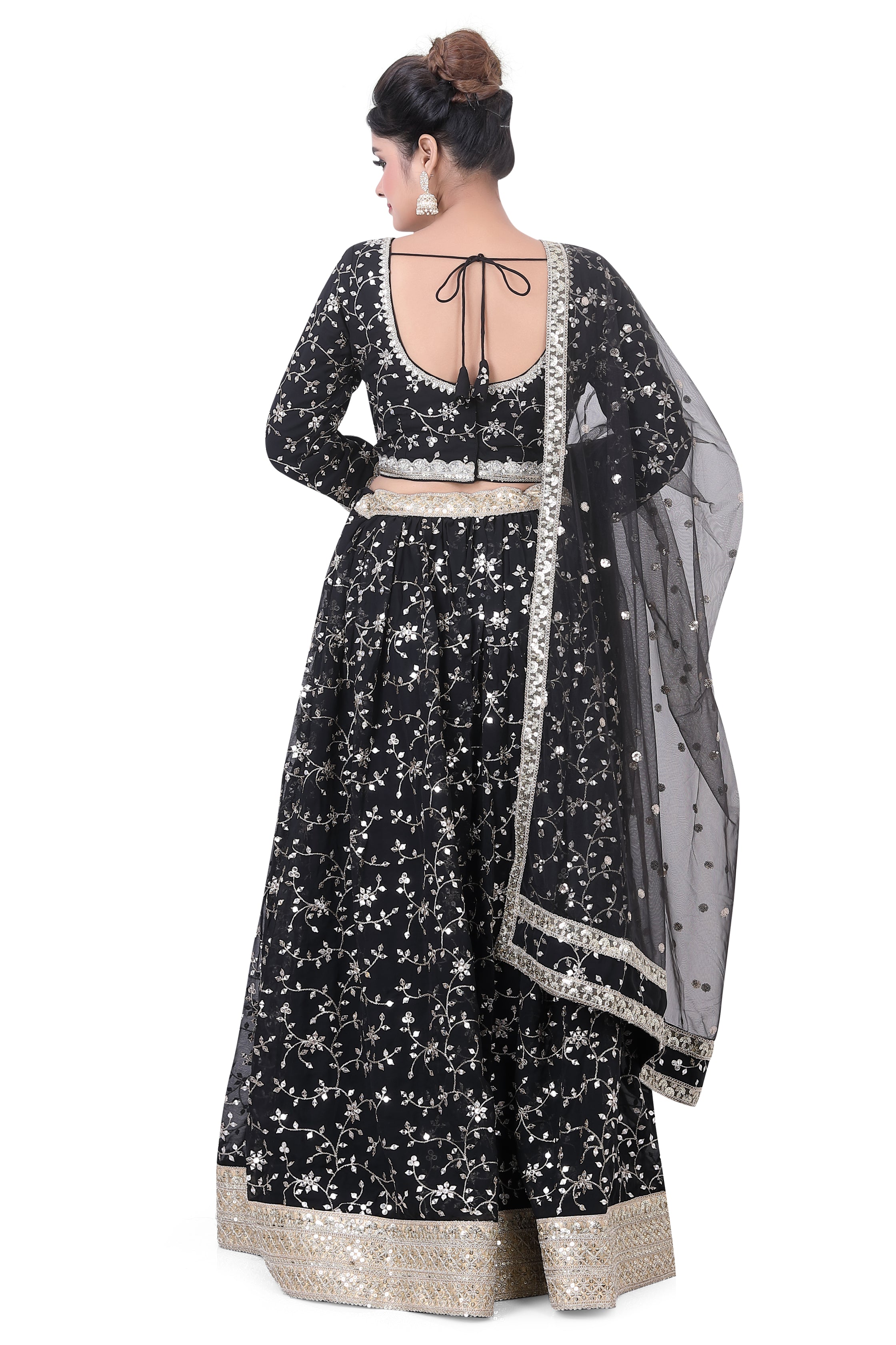 Black Georgette Embroidered Lehenga Choli - Premium Partywear Lehenga from Dulhan Exclusives - Just $385! Shop now at Dulhan Exclusives