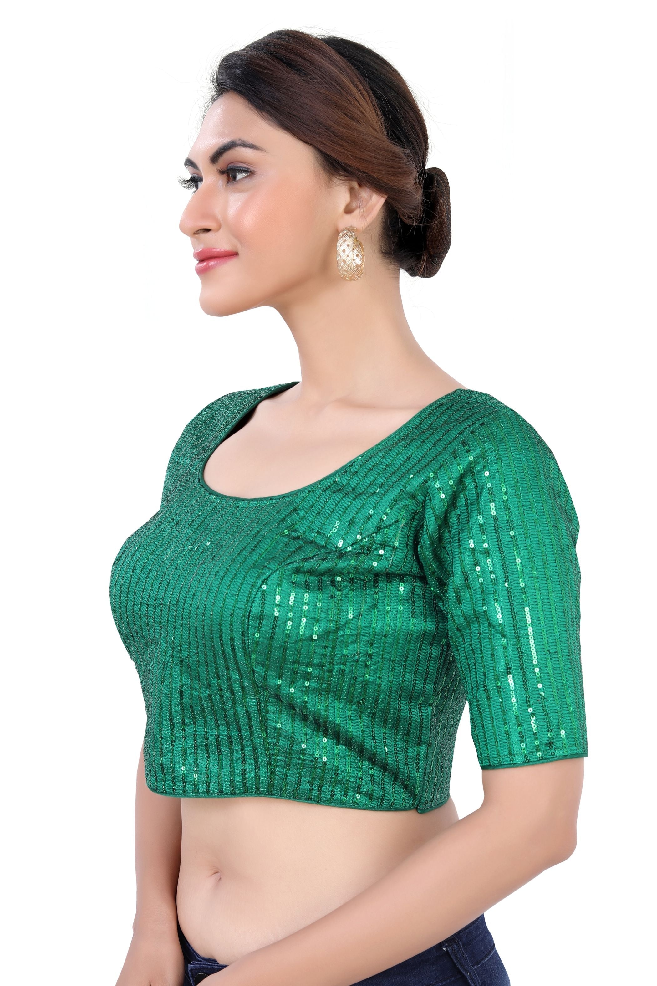 Women's Green Sequin Blouse