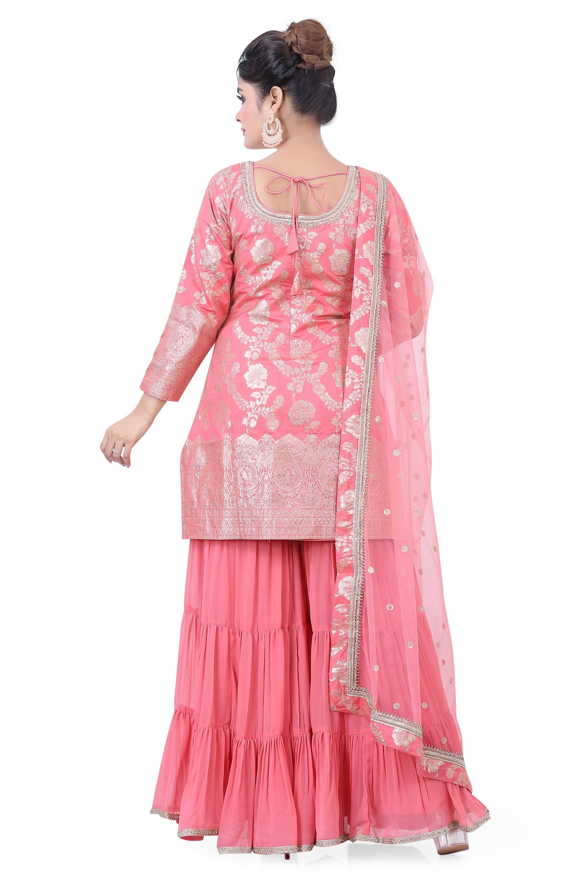 Blush Pink Brocade Sharara Suit