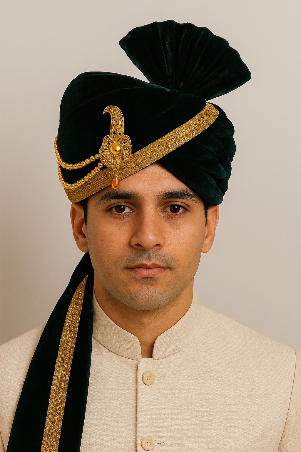 Premium Green Groom Pagdi for Wedding Functions & Baraat - Premium pagdi from Dapper Ethnic - Just $75! Shop now at Dulhan Exclusives