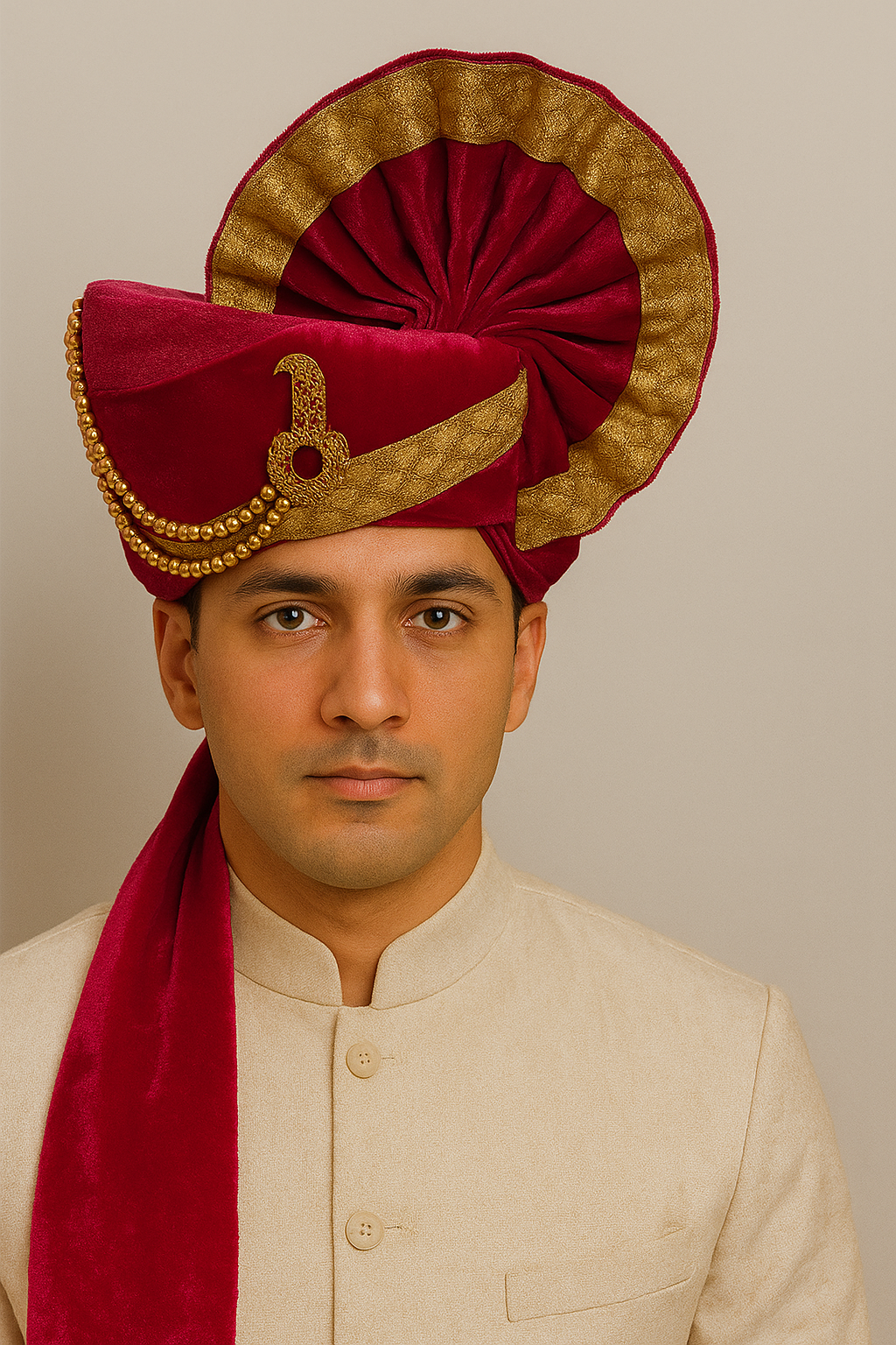 Premium Magenta Groom Pagdi for Wedding Functions & Baraat - Premium pagdi from Dapper Ethnic - Just $75! Shop now at Dulhan Exclusives