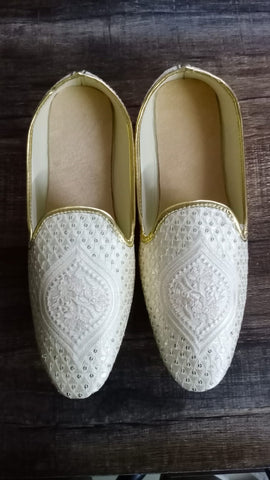 Introducing Cream Embroidered Mojari Shoes for Men: The Ultimate
