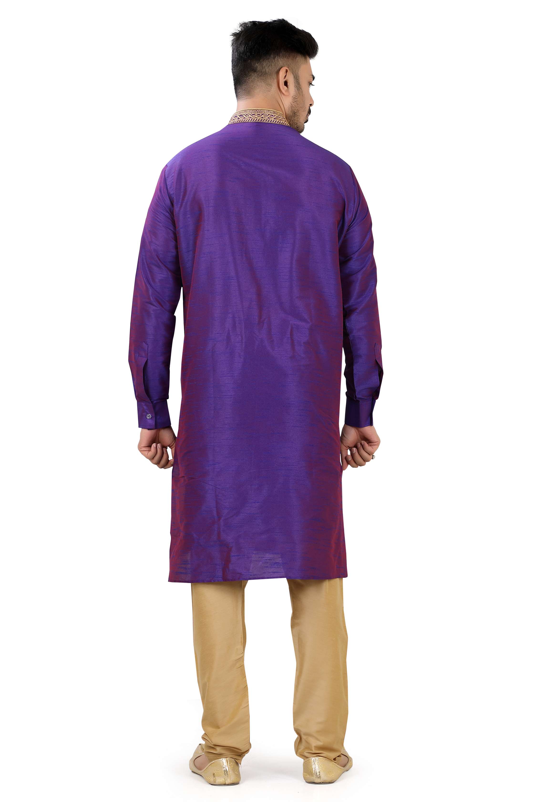 Banarasi Dupion Silk Kurta pajama set in Cadbury Purple - Premium kurta pajama from Dapper Ethnic - Just $75! Shop now at Dulhan Exclusives