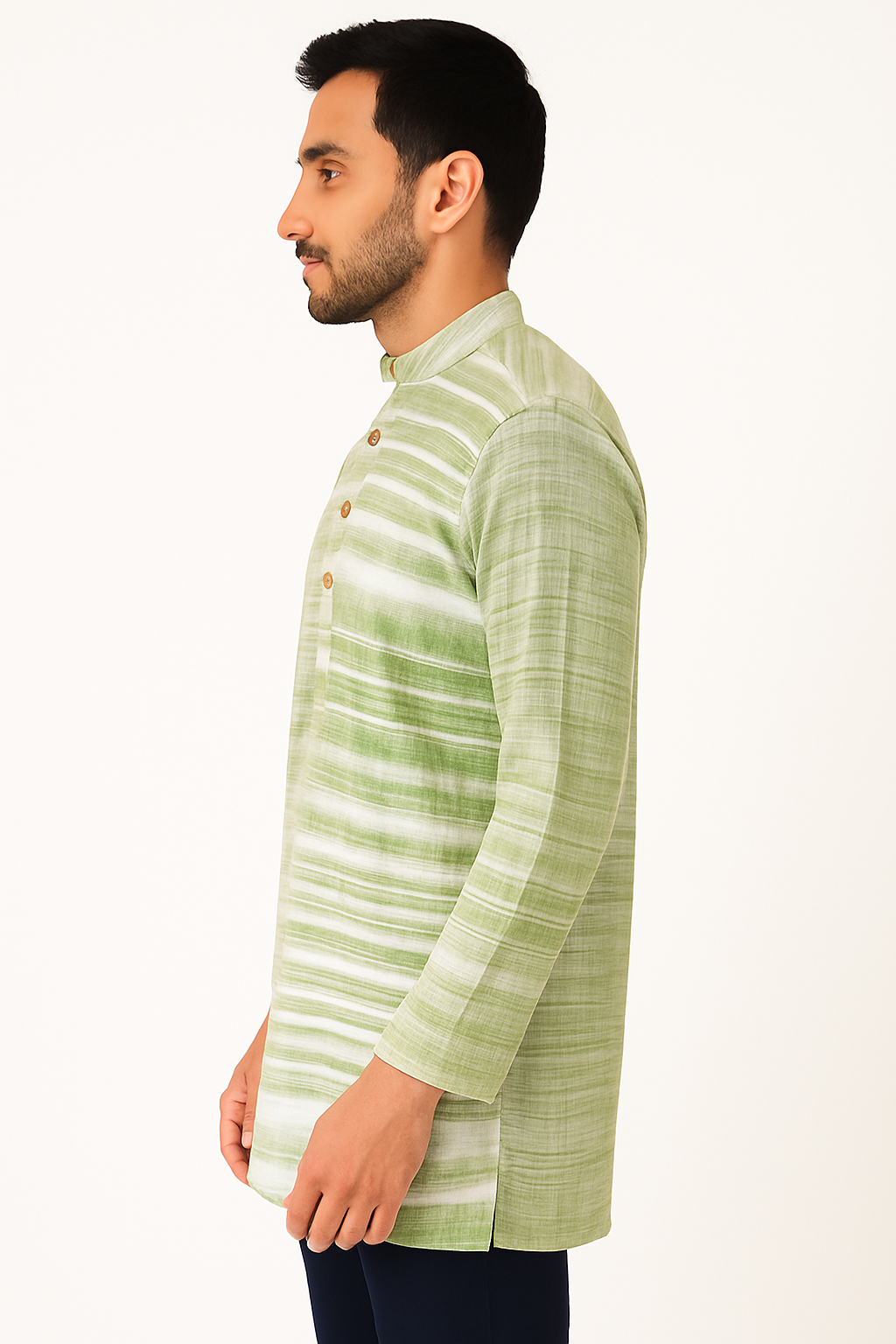 Men's Khadi Handwoven Short Kurta Green - Premium short Kurta from Dapper Ethnic - Just $79! Shop now at Dulhan Exclusives