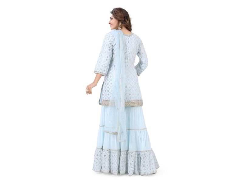 Sky Blue Georgette Gharara Suit