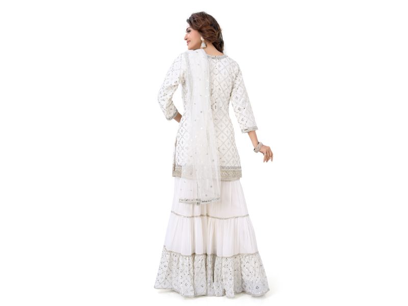 White Georgette Gharara Suit