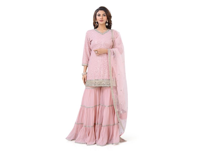 Pink Georgette Gharara Suit