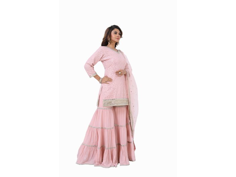 Pink Georgette Gharara Suit