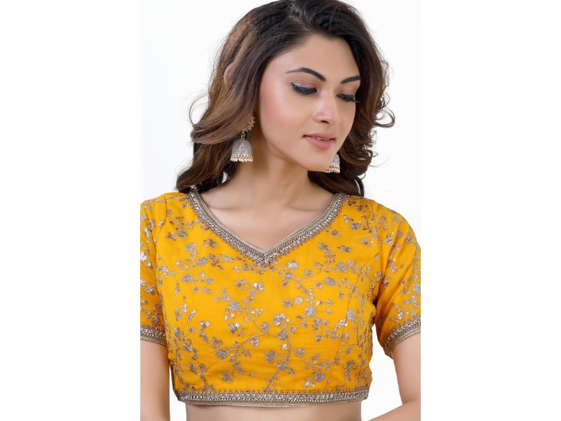 Yellow-Jaal Embroidery Lehenga Choli