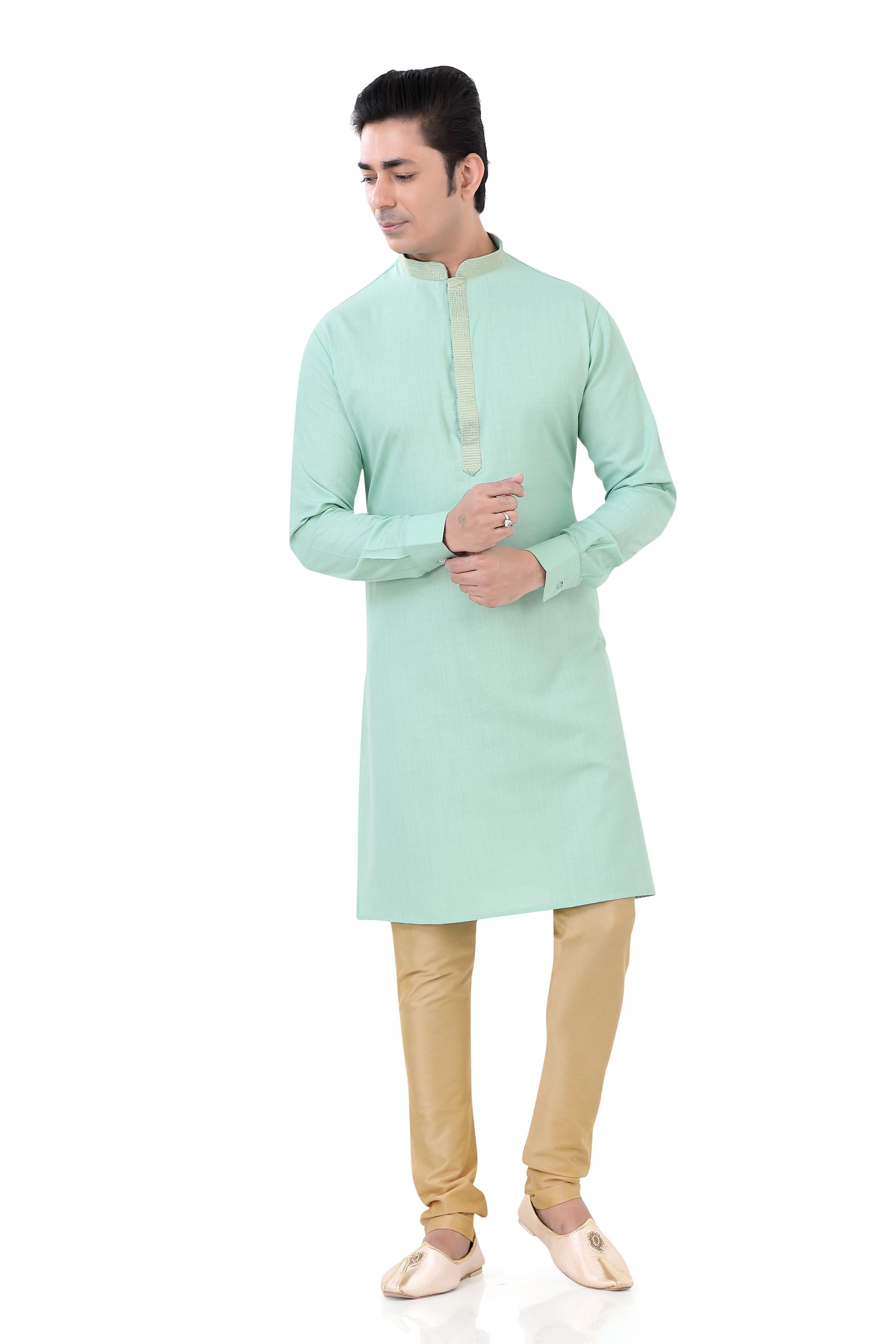 Cotton Anchor embroidery Kurta Pajama in Sage Green Colour - Premium kurta pajama from Dapper Ethnic - Just $59! Shop now at Dulhan Exclusives