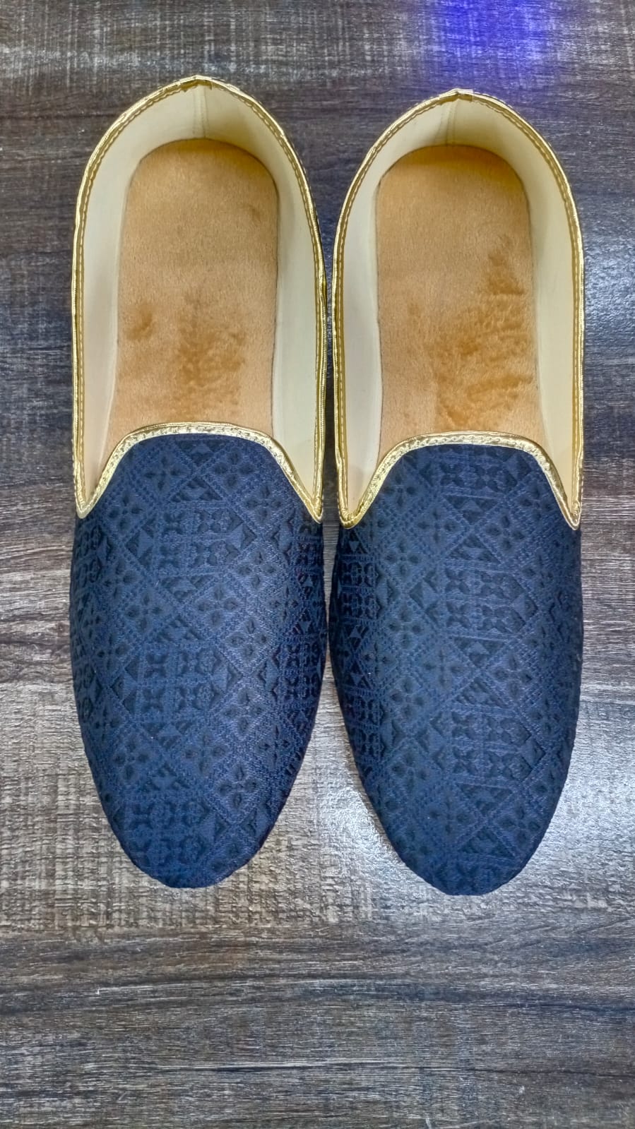 Navy Blue Embroidered Mojari Shoes for Men Dn-8